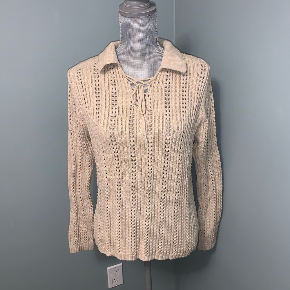 NOMI size large knit long sleeve sweater neutral casual minimalist